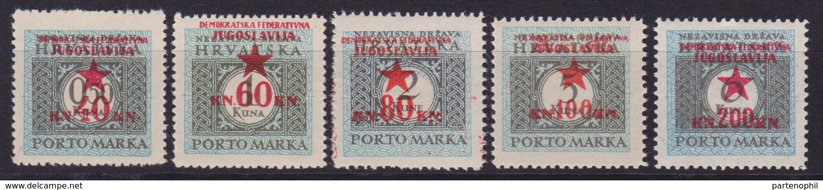 Croazia  ,Kroatien, HRVATSKA Overprint Jugoslavia 1945 - Segnatasse MNH - Croatia