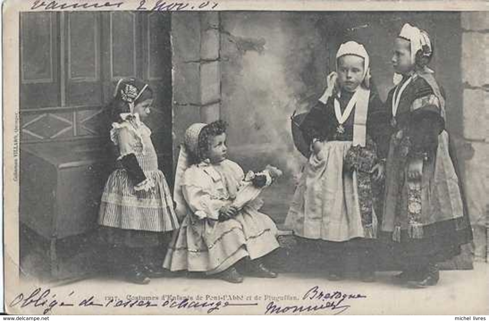 29 - Finistère - Costumes D'enfants De Pont-l'Abbé Et De Pluguffan - Circulé - Dos Non Séparé - Animée - TBE - Pont L'Abbe