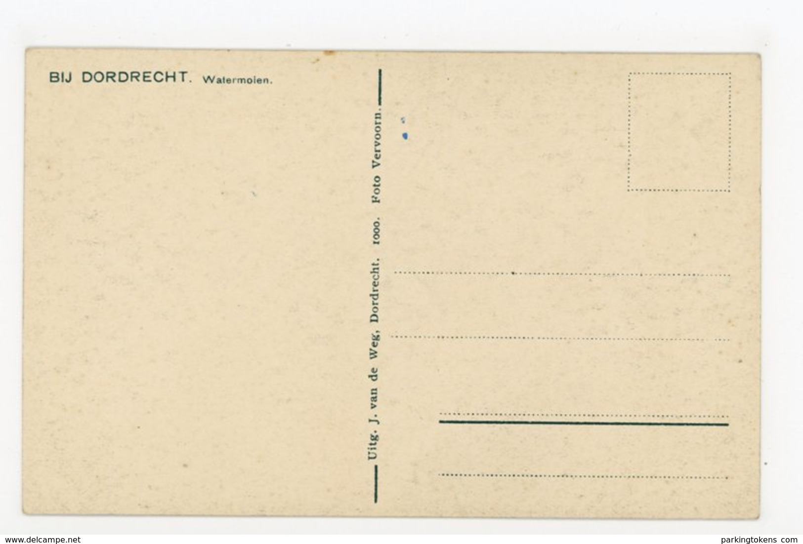 D009 = Dordrecht - Molen - Watermolen - Uitg J Van De Weg - Jaren 1910 20 - Moulin - Mill - Mühle - Dordrecht