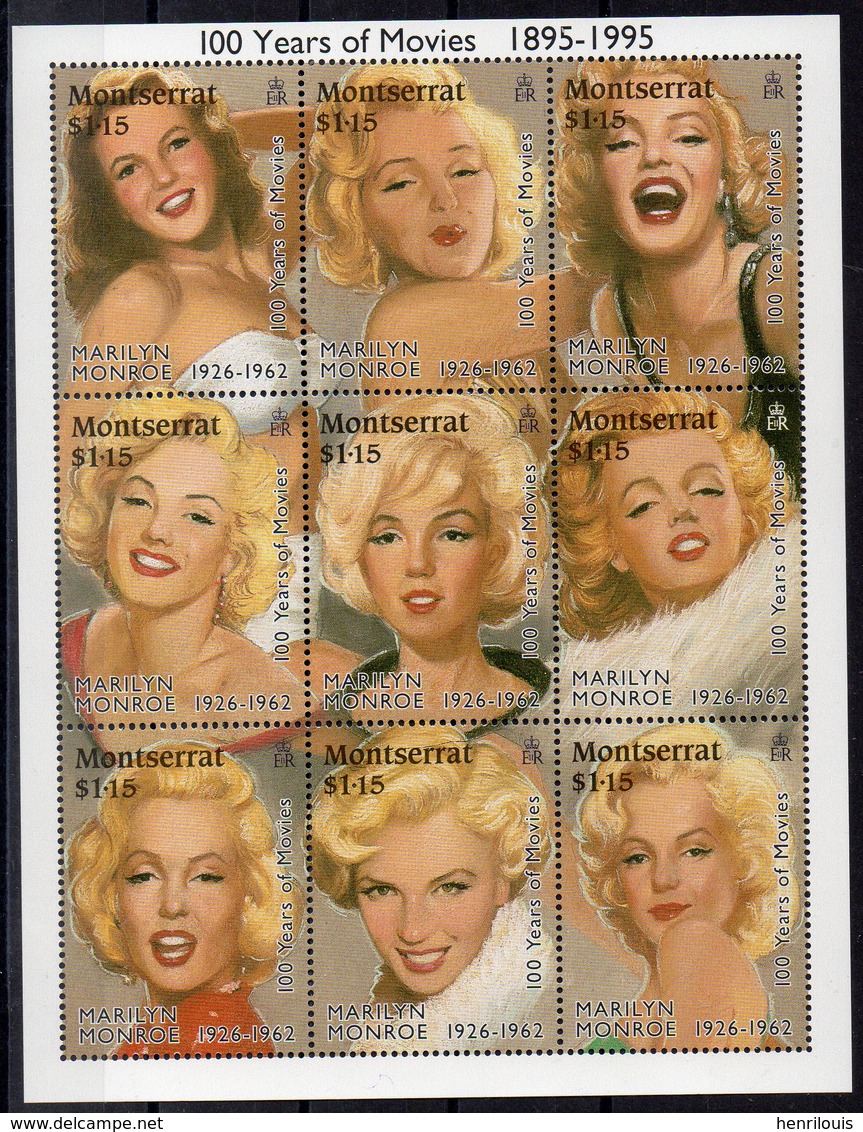 MONTSERRAT  - Timbres Neufs ** Année 1995  ( Ref 6262 )  Cinéma - Marilyn Monroe - Montserrat