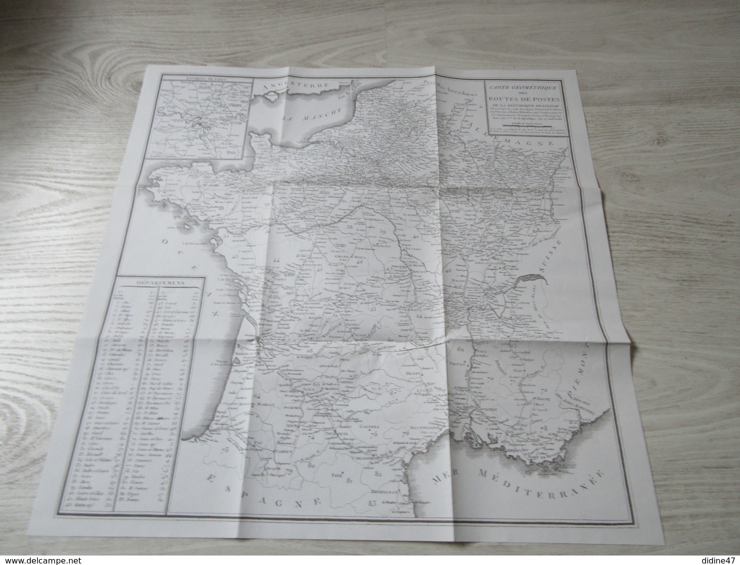 CARTE GEOMETRIQUE DES ROUTES DES POSTES - 50 X 50 - En Parfait état - Mapas Geográficas