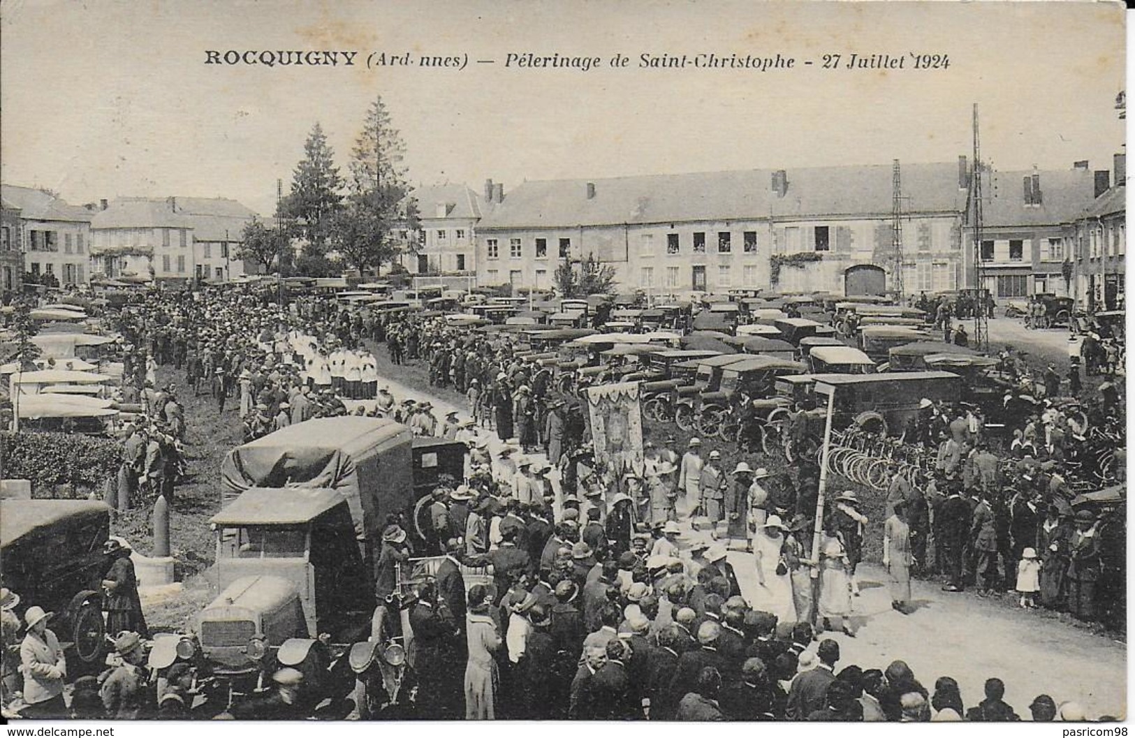 Cpa ROCQUIGNY-08-Pélerinage De Saint Christophe-27 Juillet 1924 Très Animée Phototypie J.Bienaimé - Autres & Non Classés
