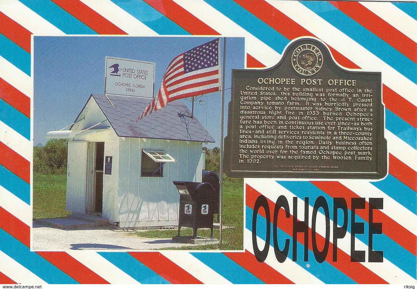 Ochopee Florida. Smallest Post Office Building In The US.   H-1548 - Postal Services