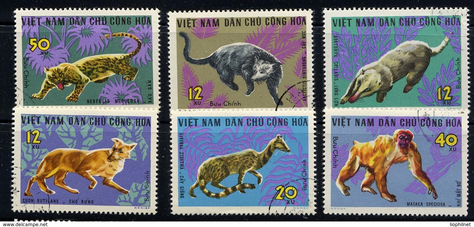 NORD VIETNAM, NORTH VIET-NAM 1967, Yv. 535/40, FAUNE SAUVAGE, 6 Valeurs,  Oblitérés / Used. R296 - Other & Unclassified