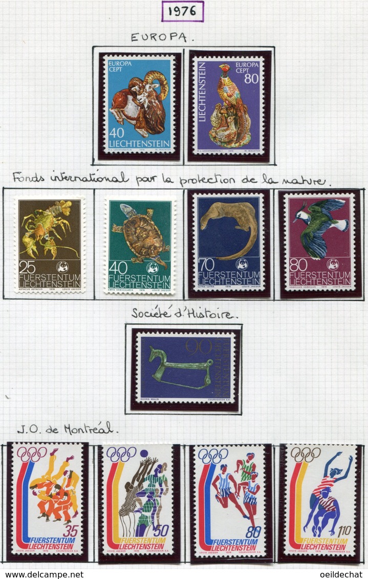 11930 LIECHTENSTEIN  Collection Vendue Par Page N° 585/6, 587/90, 591, 592/5 **/ * 1976  TB/TTB - Verzamelingen