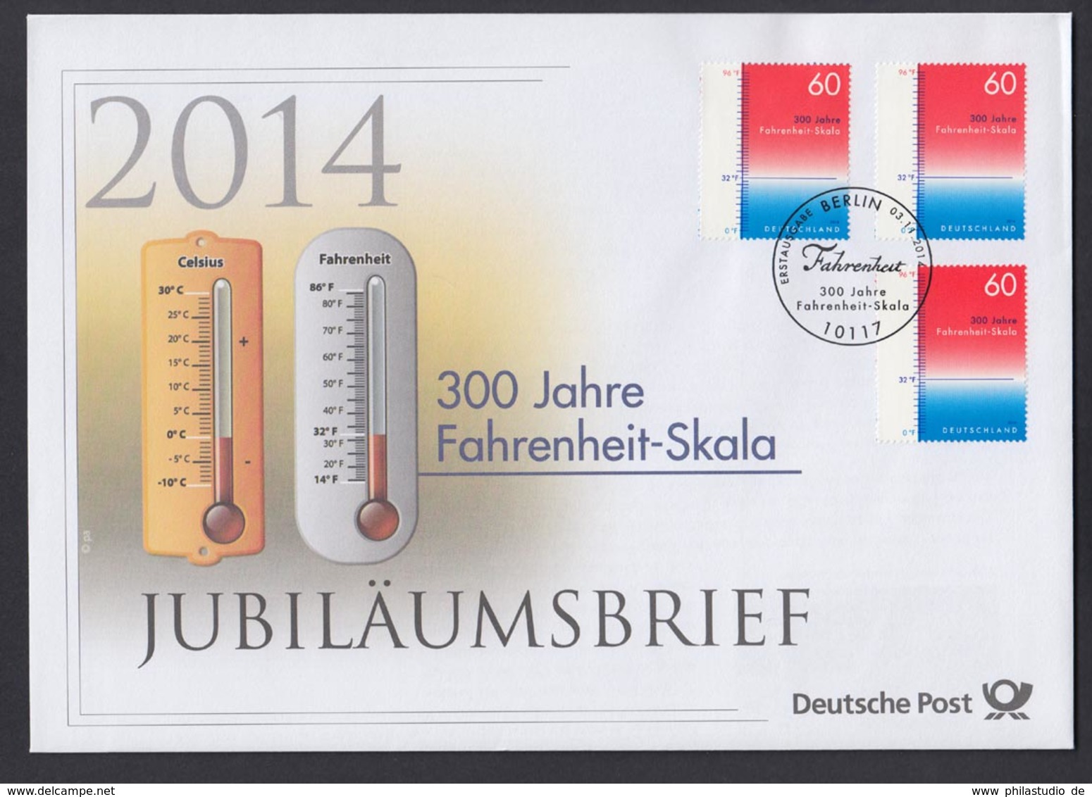 Bund Jubiläumsbrief 2014 Mi.Nr. 3109 ESST Berlin 300 Jahre Fahrenheit-Skala - Sonstige & Ohne Zuordnung