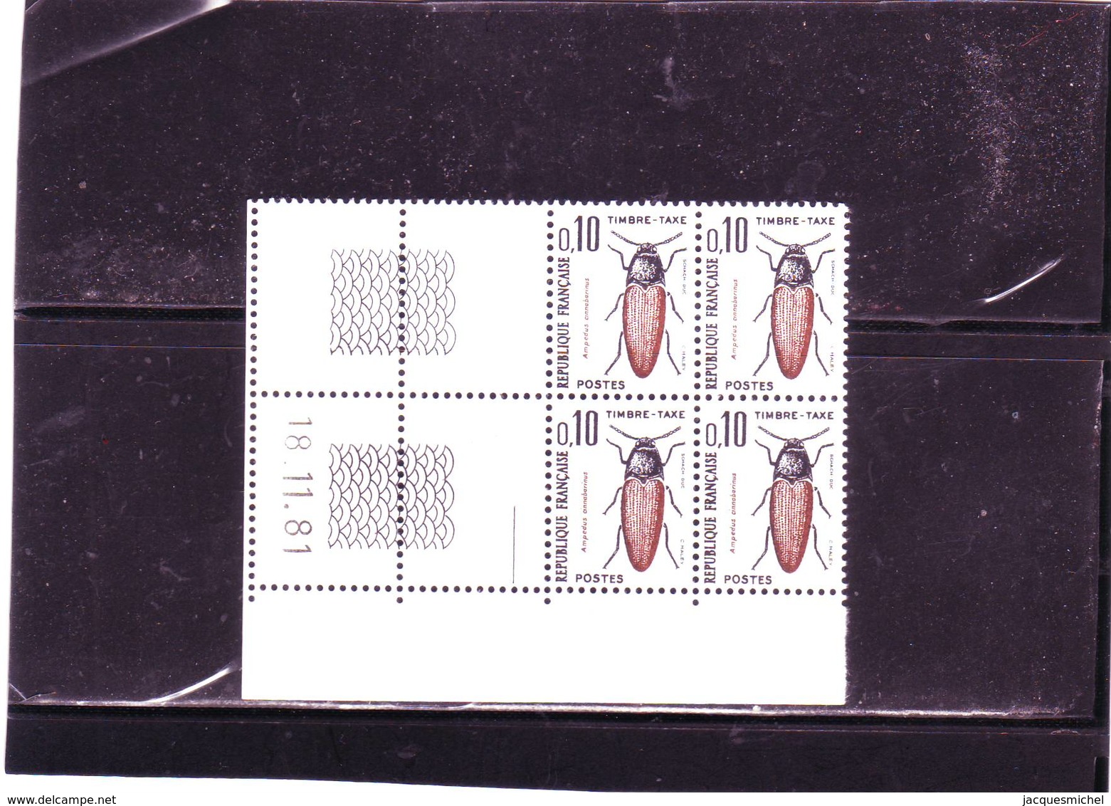 TIMBRE TAXE N°103 - 0,10F INSECTE - 18.11.81 - ( Trait) - Palindrome - - Postage Due