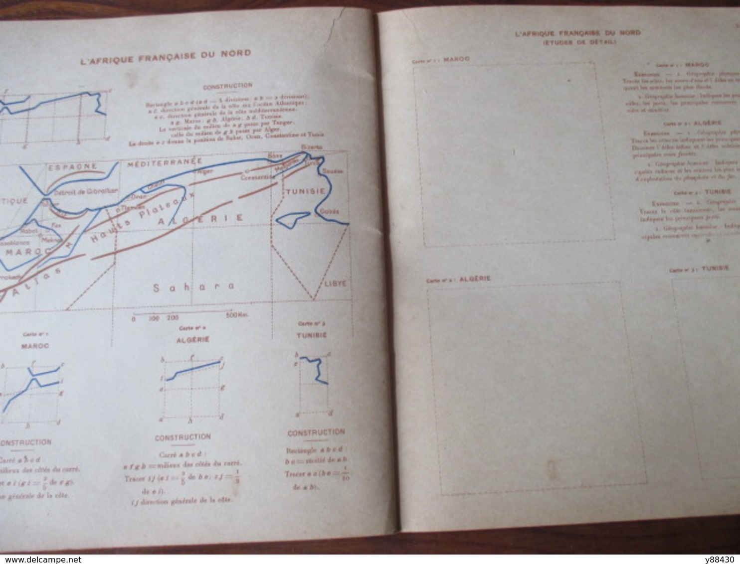 cahier de CARTOGRAPHIE . FRANCE ET FRANCE D'OUTRE-MER - Année inconnue - 42 pages -22 photos