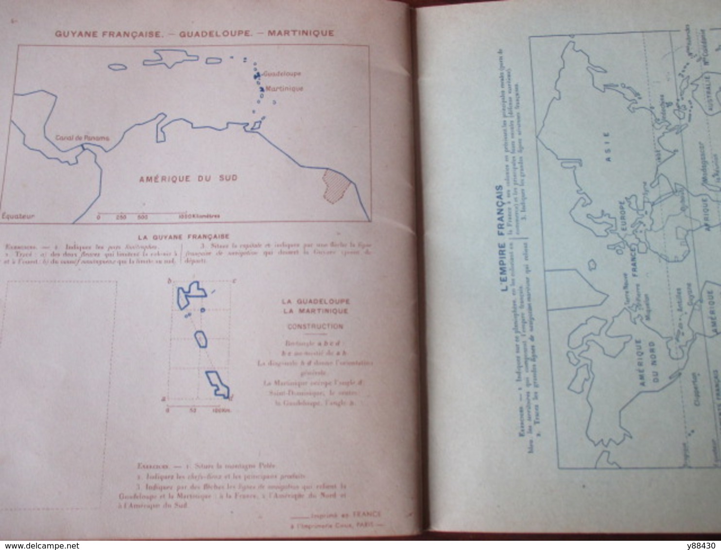 cahier de CARTOGRAPHIE . FRANCE ET FRANCE D'OUTRE-MER - Année inconnue - 42 pages -22 photos