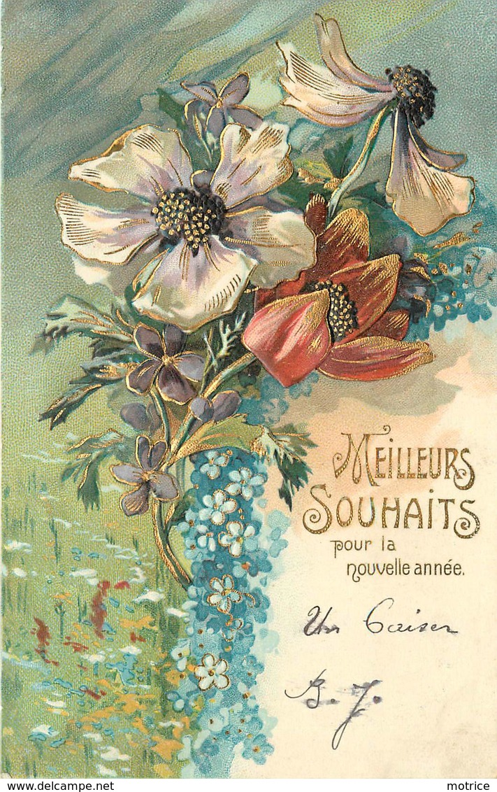 MEILLEURS SOUHAITS Pour La Nouvelle Année, Fleurs (carte Gaufrée) - Fleurs