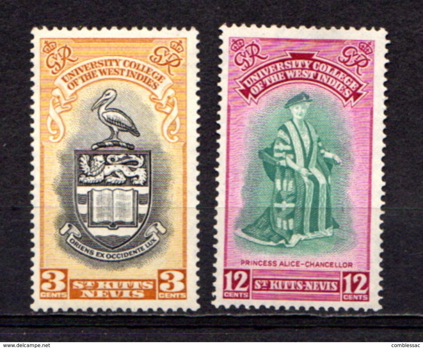 SAINT KITTS  NEVIS    1951    Inauguration  Of  B W I University  College    Set  Of  2    MH - St.Christopher-Nevis-Anguilla (...-1980)