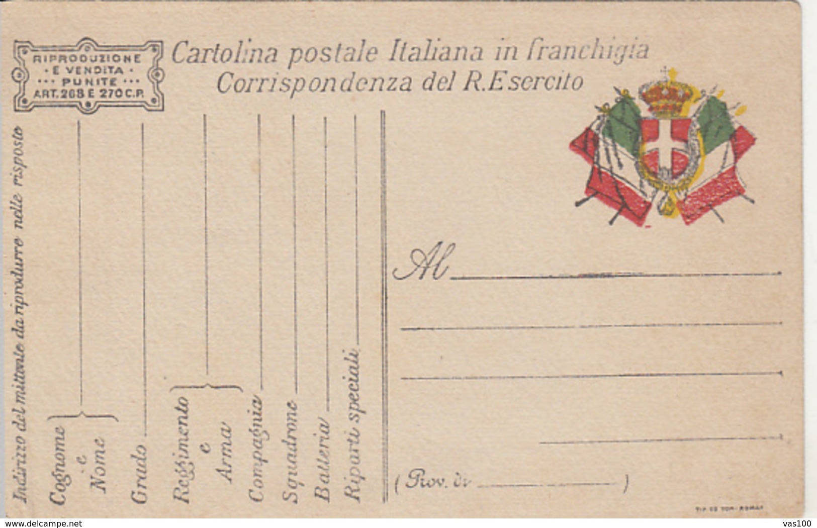 FLAGS, COAT OF ARMS, SPECIAL POSTCARD, UNUSED, ITALY - Other & Unclassified