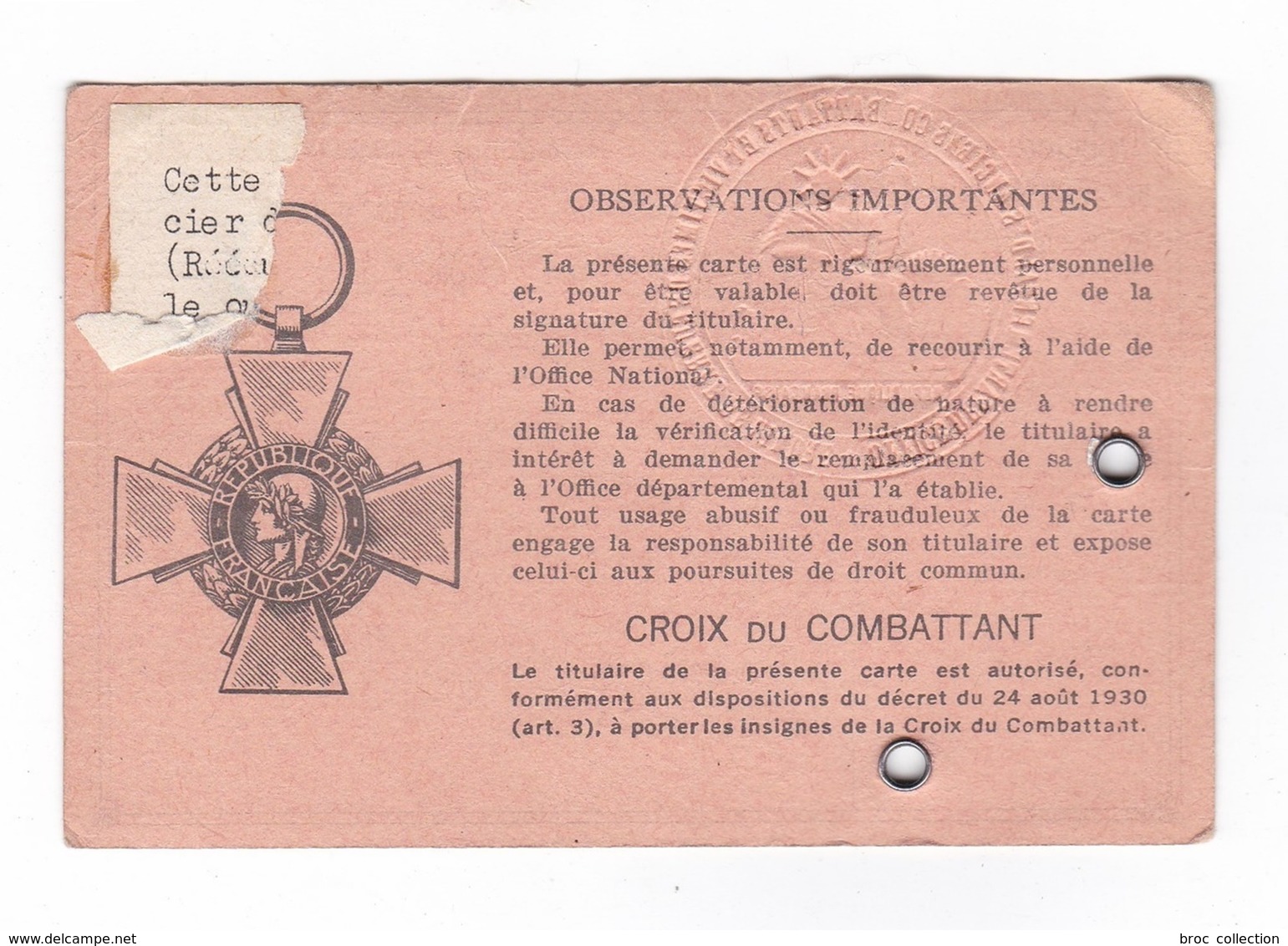 Châteauroux, Carte Du Combattant De Bernard Pournin, Né 27/07/1912, Délivrée En 1958 - Documents