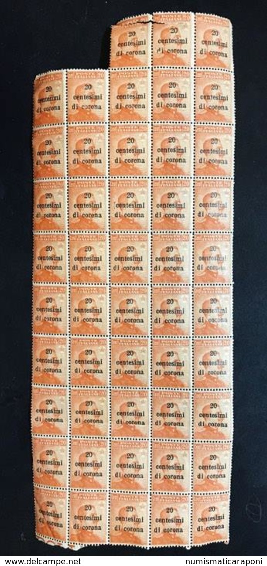 TRENTO E TRIESTE 1919 20 Cent Sovrastampato In Centesimi Di Corona  20 Cent Blocco Di 48 Esemplari Cod.fra.804 - Trento & Trieste