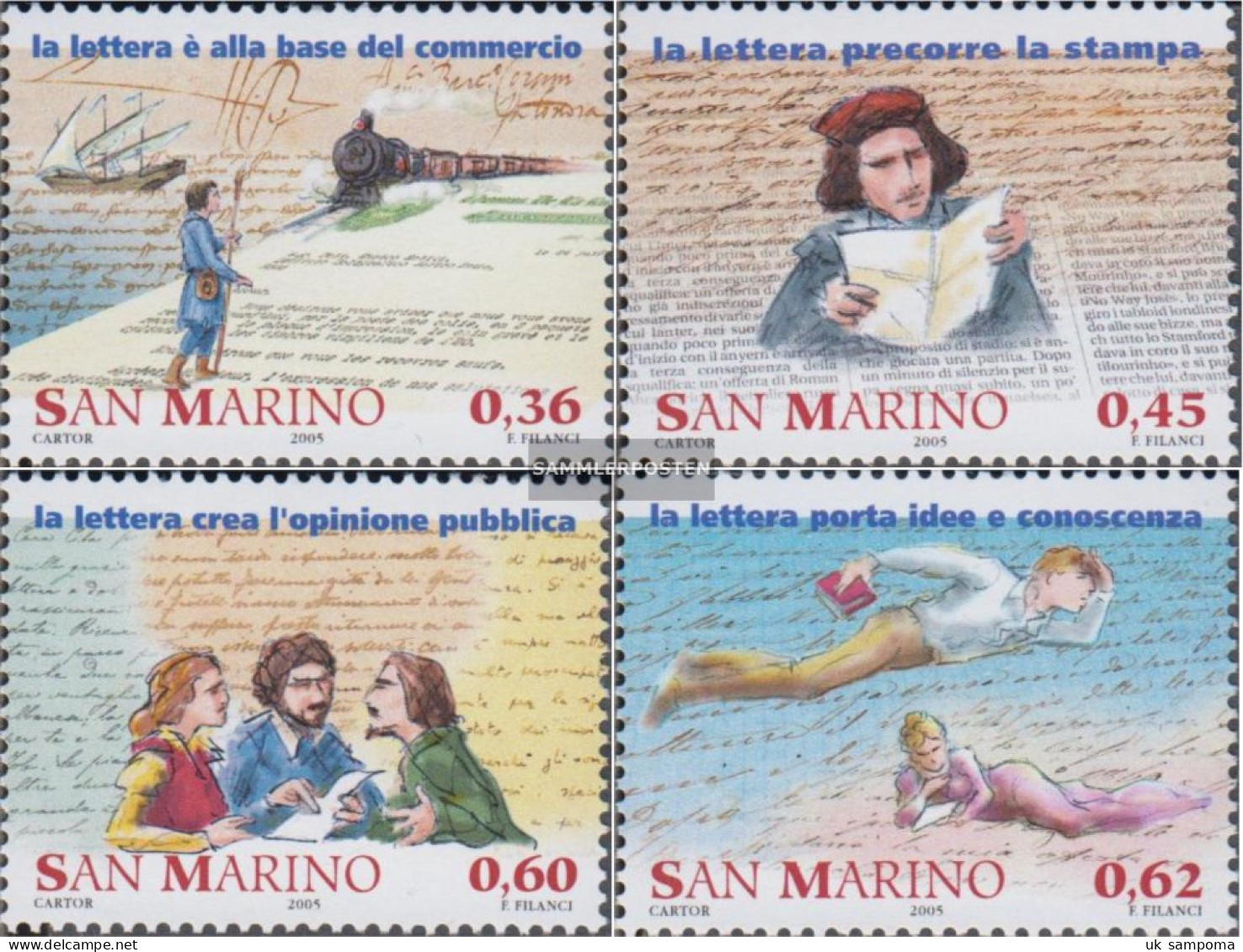 San Marino 2202-2205 (complete Issue) Unmounted Mint / Never Hinged 2005 History Of Postal - Unused Stamps