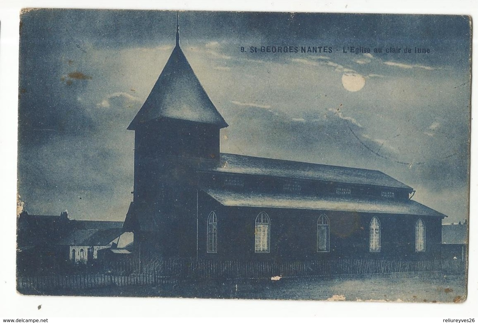 CPA ,D. 44 ,N°9,  St. Georges-Nantes ,L' église Au Clair De Lune, Ed. J.N. - Autres & Non Classés