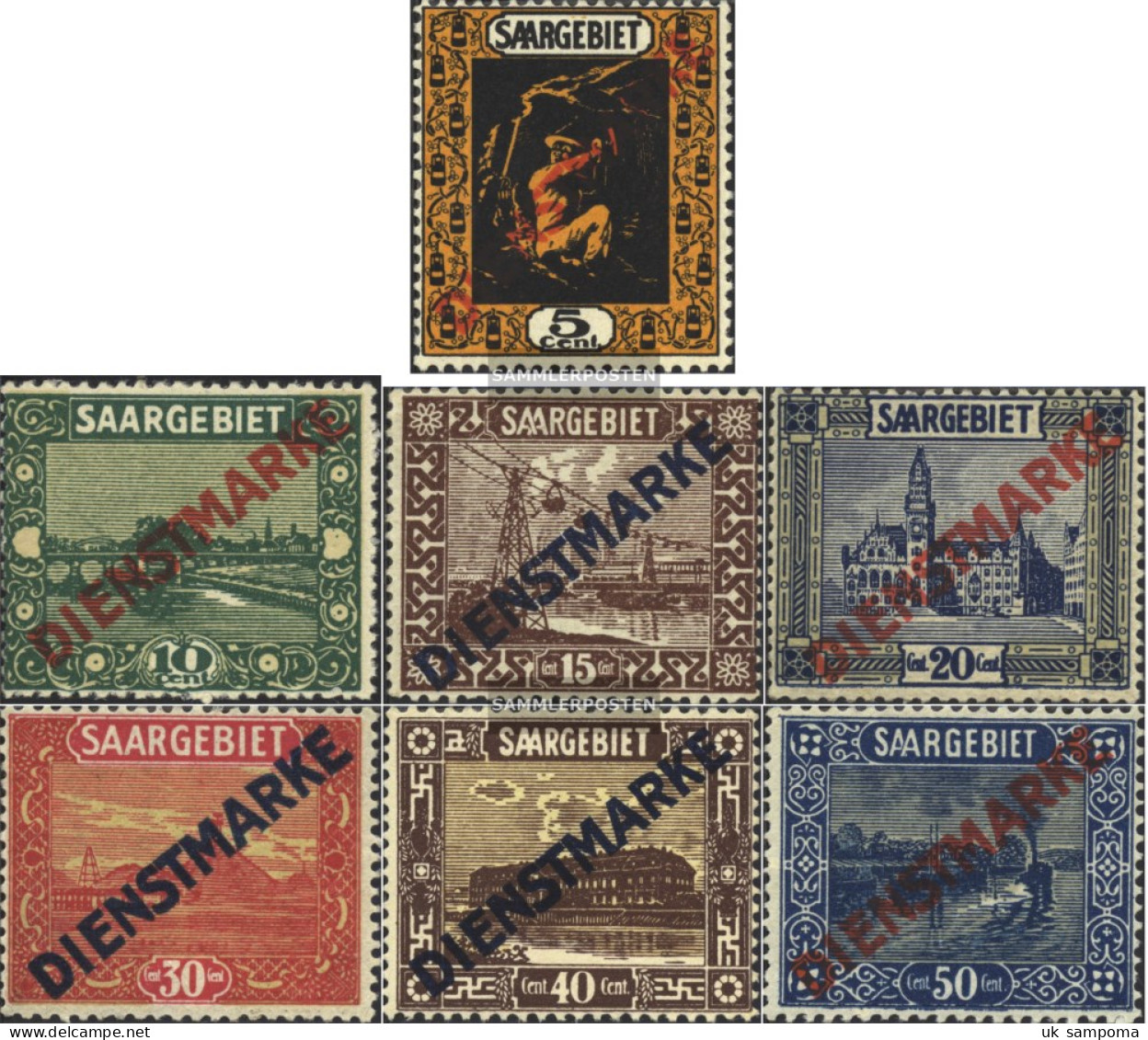 Saar D2-D5,D7-D9 With Hinge 1922 Landscapes - Unused Stamps