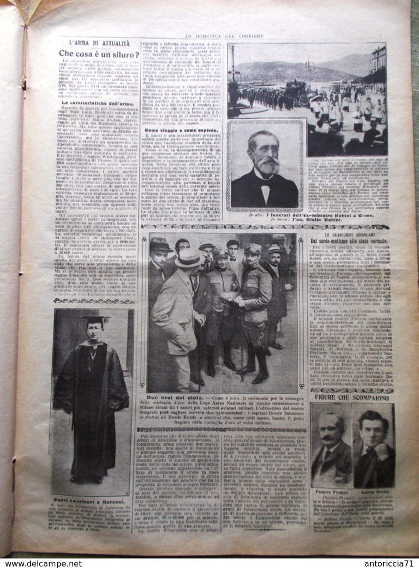 La Domenica Del Corriere 8 Luglio 1917 WW1 Cadorna Foch Rasputin Marconi Asiago - War 1914-18