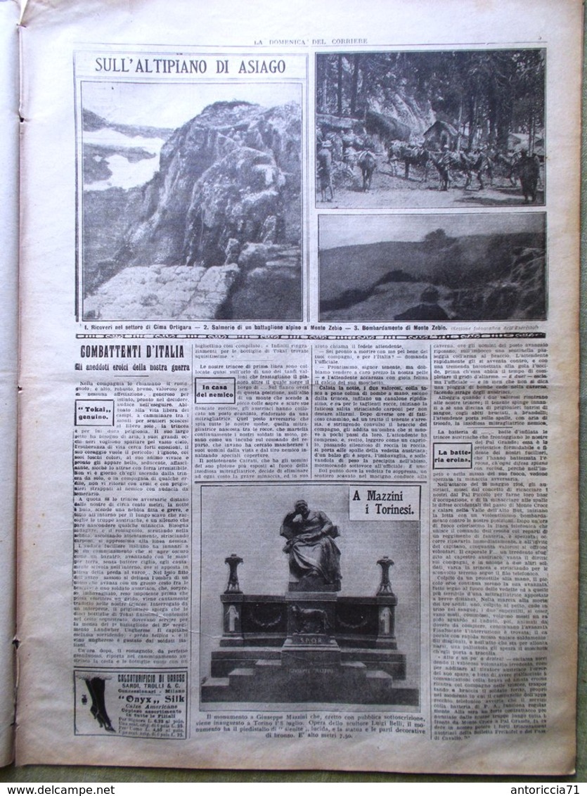 La Domenica Del Corriere 8 Luglio 1917 WW1 Cadorna Foch Rasputin Marconi Asiago - War 1914-18