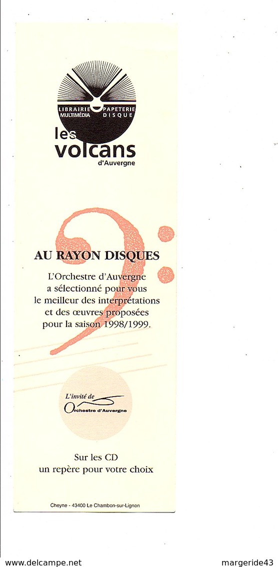 MARQUE-PAGES ORCHESTRE D'AUVERGNE SAISON 1998/99 - Marque-Pages