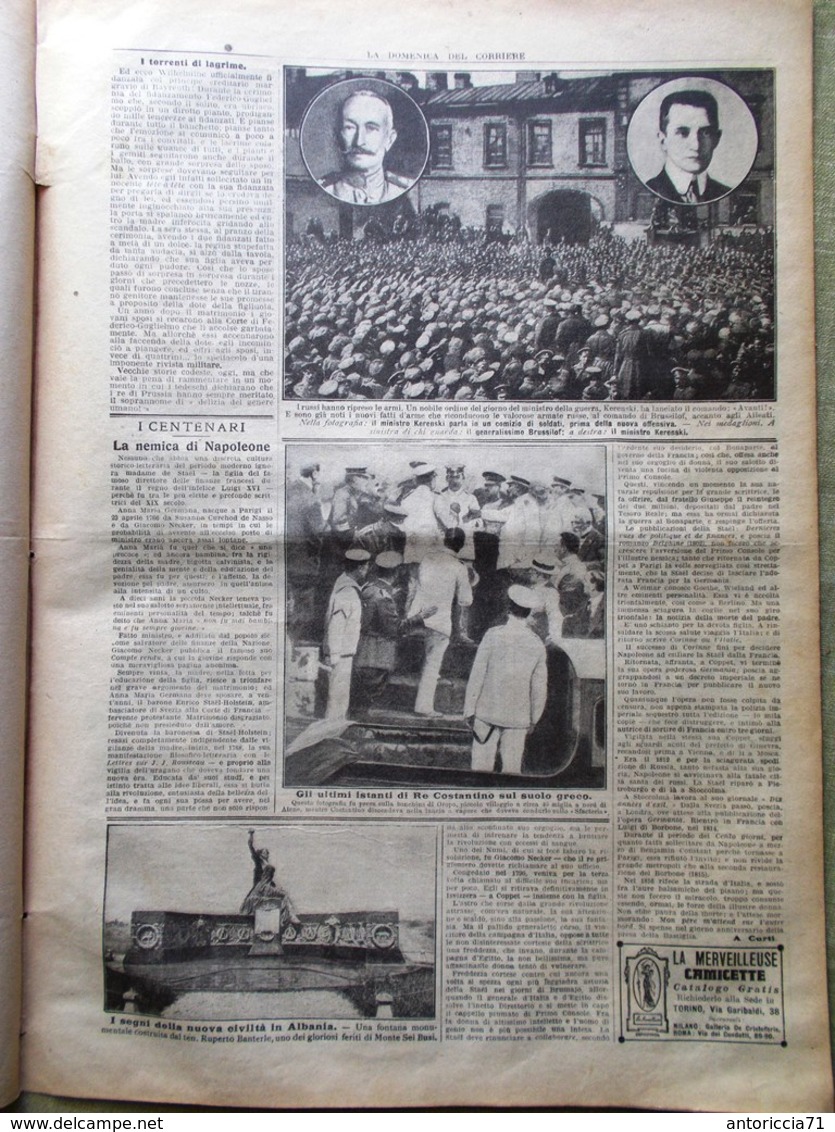 La Domenica Del Corriere 15 Luglio 1917 WW1 Houdini Funerali Randaccio Adamello - Guerra 1914-18