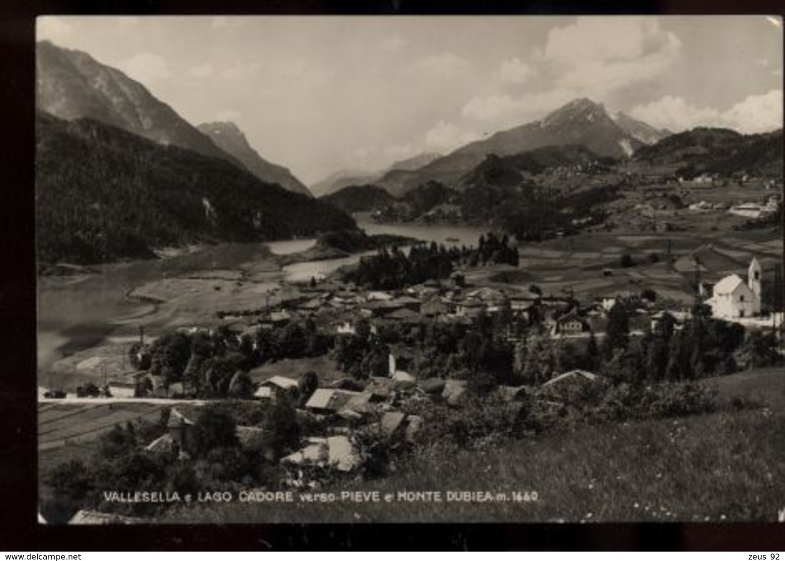 C973 VALLESELLA E LAGO CADORE VERSO PIEVE E MONTE DUBIEA - PANORAMA B\N - Altri & Non Classificati