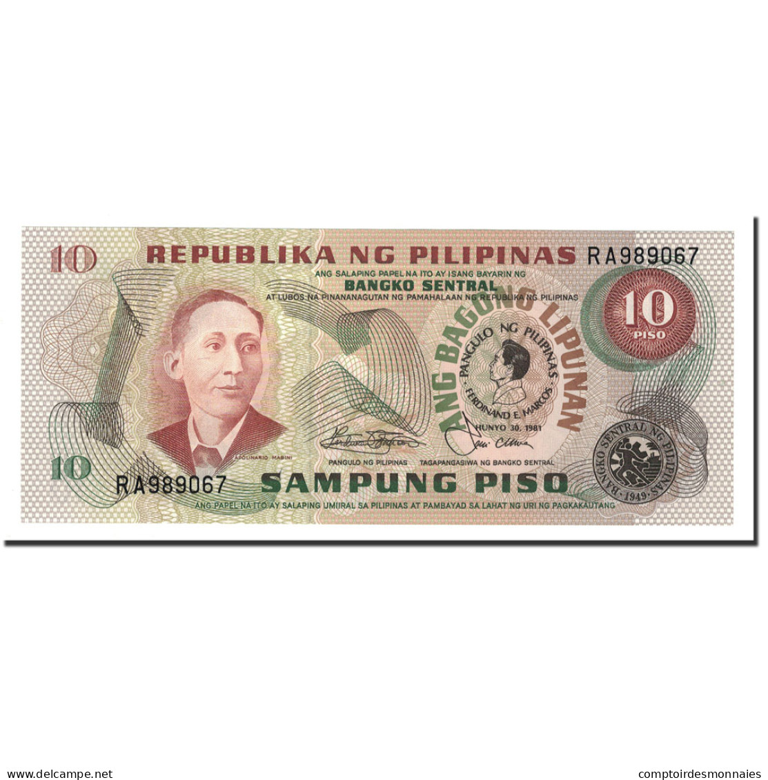 Billet, Philippines, 10 Piso, Undated, KM:167a, NEUF - Philippines