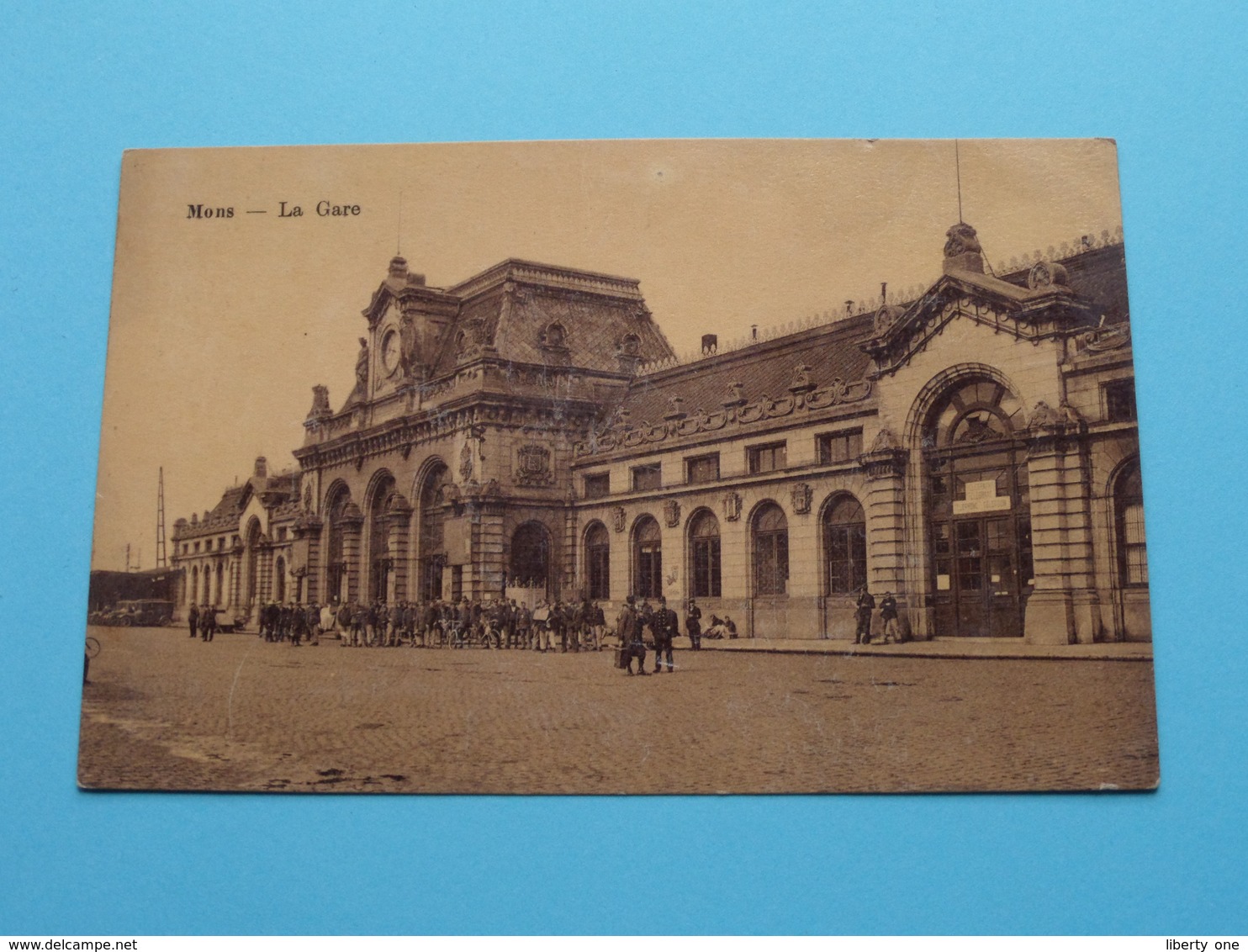 La GARE > Mons ( Detail : Militairen ) Anno 19?? ( Zie/voir Photo > Krassen Op Kaart ) ! - Mons