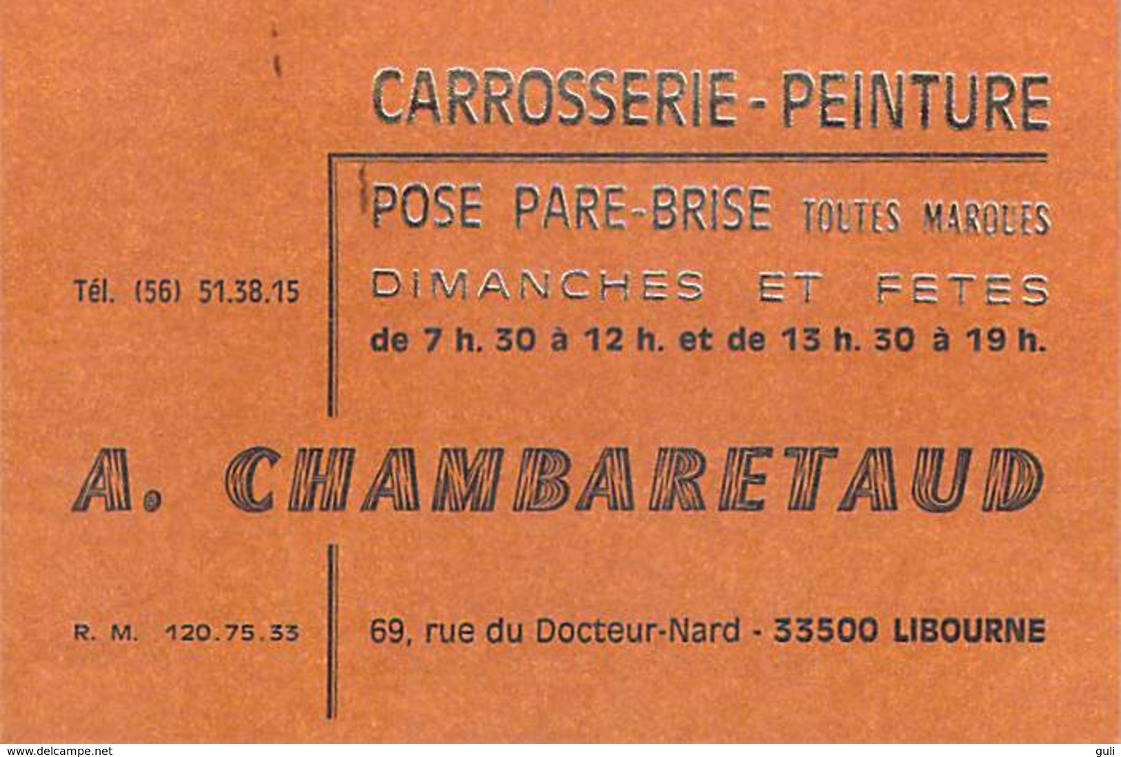 Vieux Papiers-Facture & Documents Commerciaux A.CHAMBARETAUD 33500 LIBOURNE- Facture + Carte De Visite + Enveloppe - Automobile