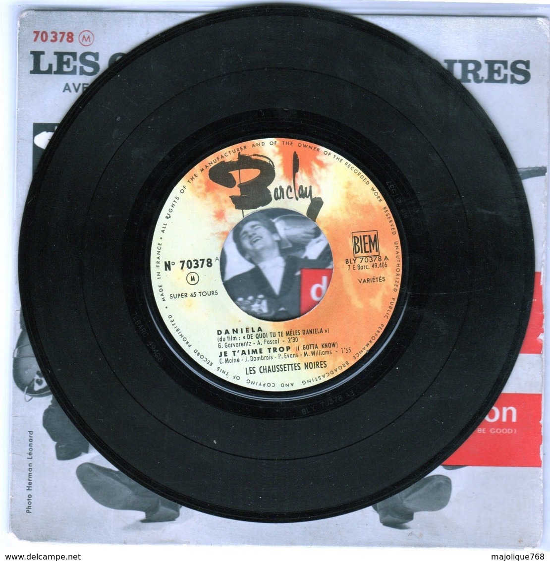 Disque Des Chaussettes Noires Avec Eddy Mitchell - Daniela - Barclay 70378 M 1961   - - Rock