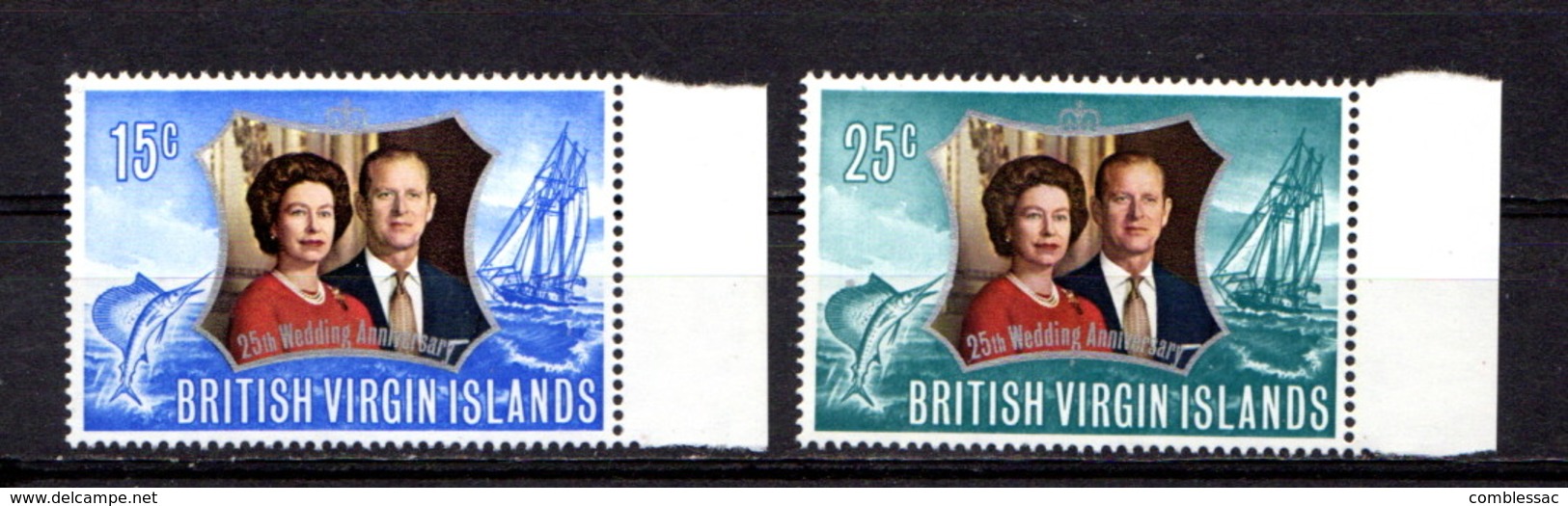 BRITISH  VIRGIN  ISLANDS   1972    Royal  Silver  Wedding    Set  Of  2    MNH - Iles Vièrges Britanniques