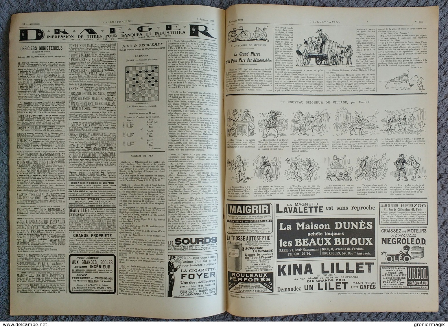 L'Illustration 4035 3 juillet 1920 Sahara mort du général Laperrine/Siam/Maroc/Révélations de Von Kluk/Hippisme Paris