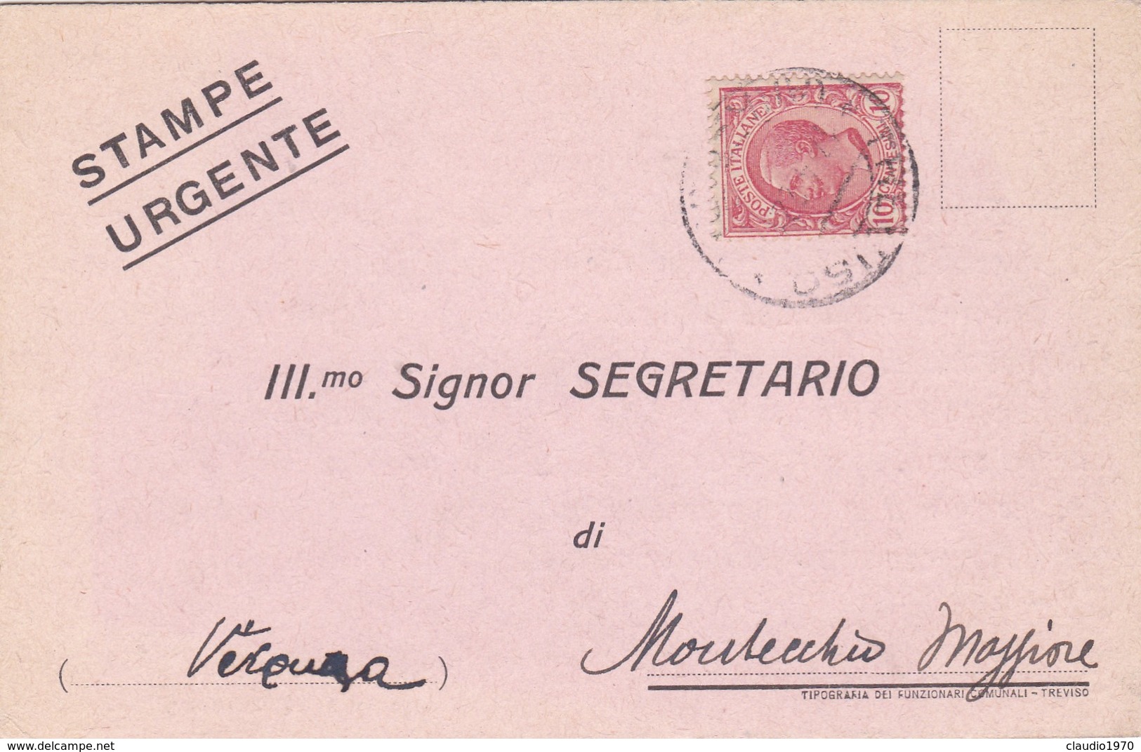 STORIA POSTALE - TREVISO - VIAGGIATA PER MONTECCHIO MAGGIORE ( VICENZA) - Storia Postale