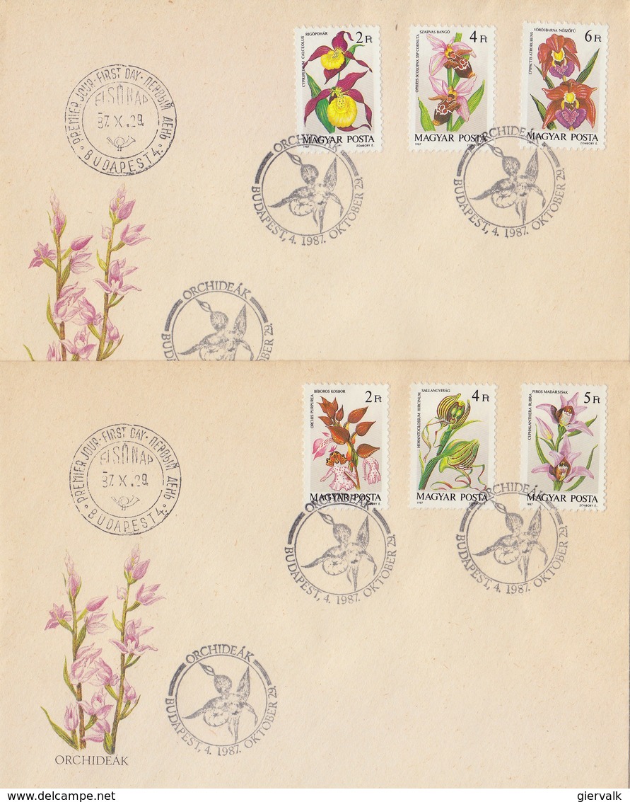 HUNGARY 1987 FDC (2) With Orchids.BARGAIN.!! - Orchideeën