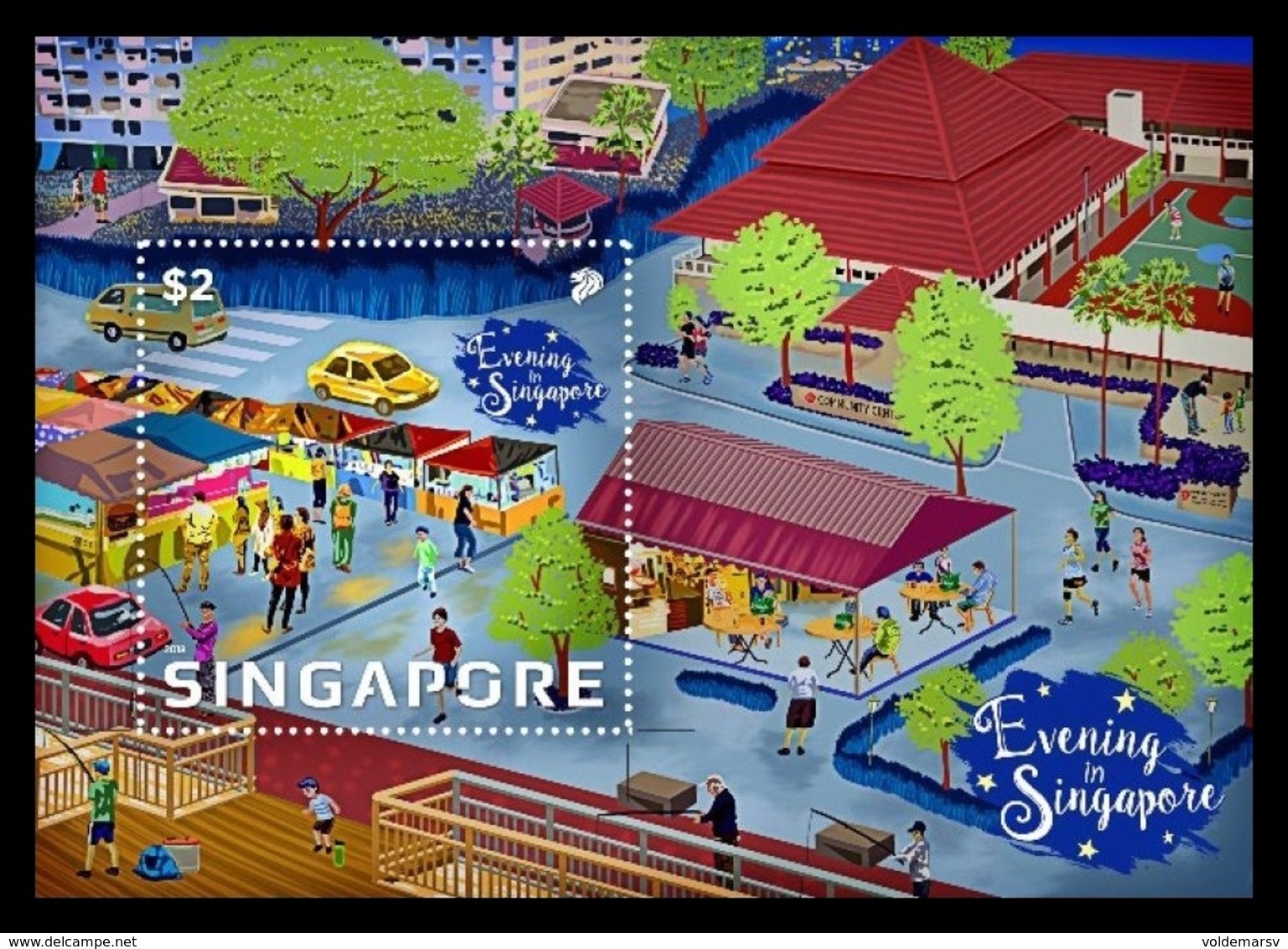 Singapore 2018 Mih. 2540 (Bl.243) Evening In Singapore. Dinner. Fitness. Fishing. Sport. Cafe. Cars MNH ** - Singapur (1959-...)