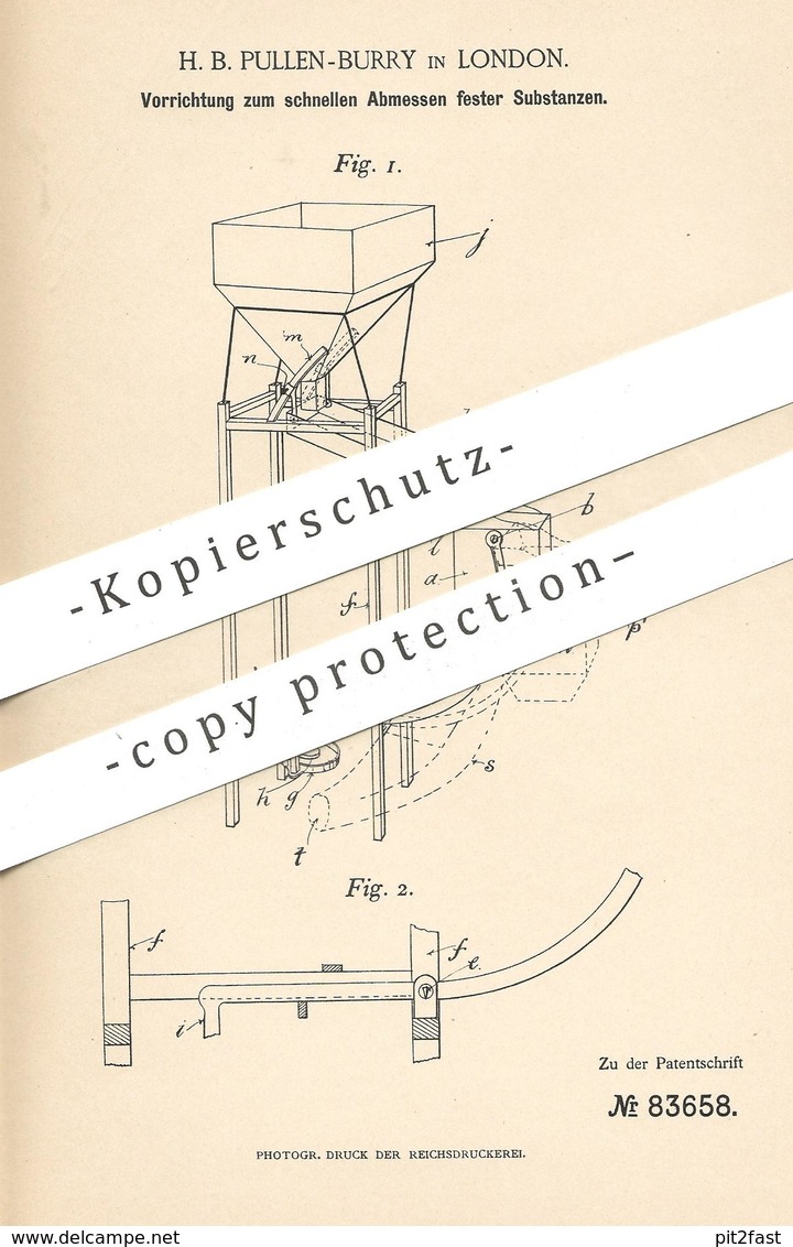 Original Patent - H. B. Pullen Burry , London , England  1895 , Gewicht Abmessen | Waage | Waagen | Wiegen | Waagebalken - Historische Dokumente