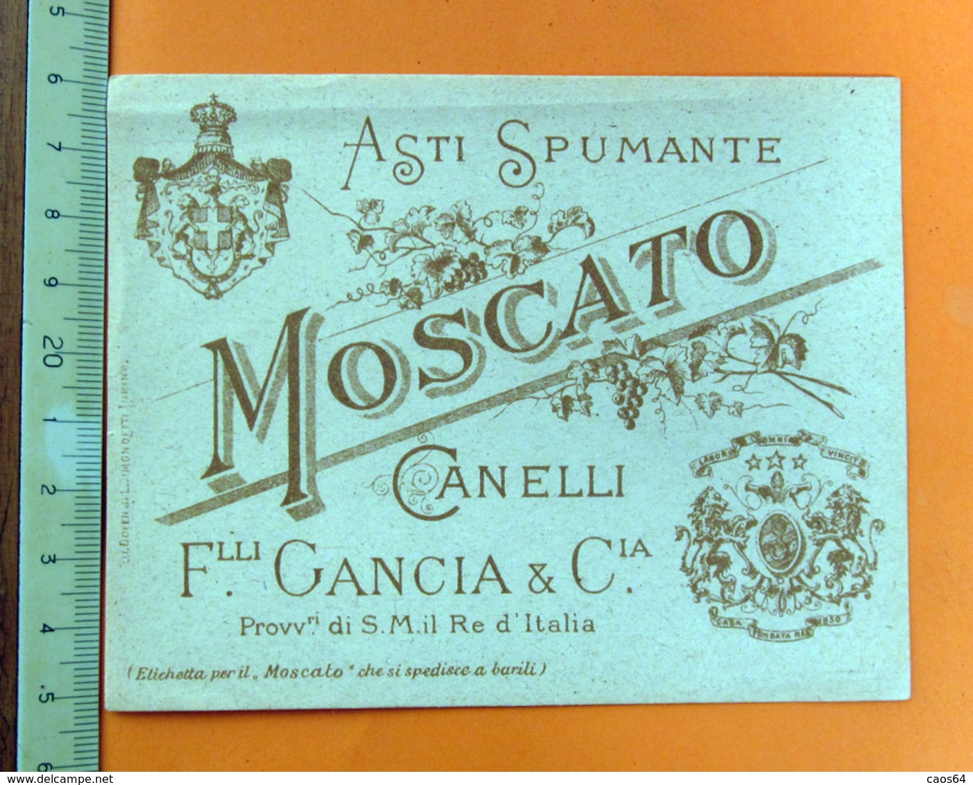 ASTI SPUMANTE MOSCATO CANELLI F.LLI GANCIA ETICHETTA - Altri & Non Classificati