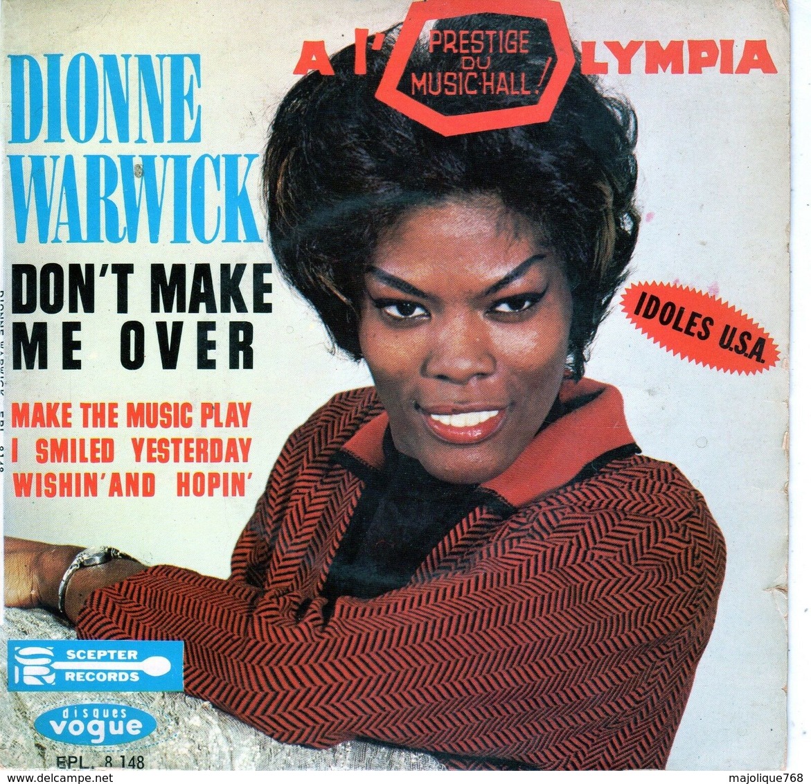 Disque De Dionne Warwick - Don't Make Me Over - Vogue ELP. 8748 - 1963 - - Soul - R&B