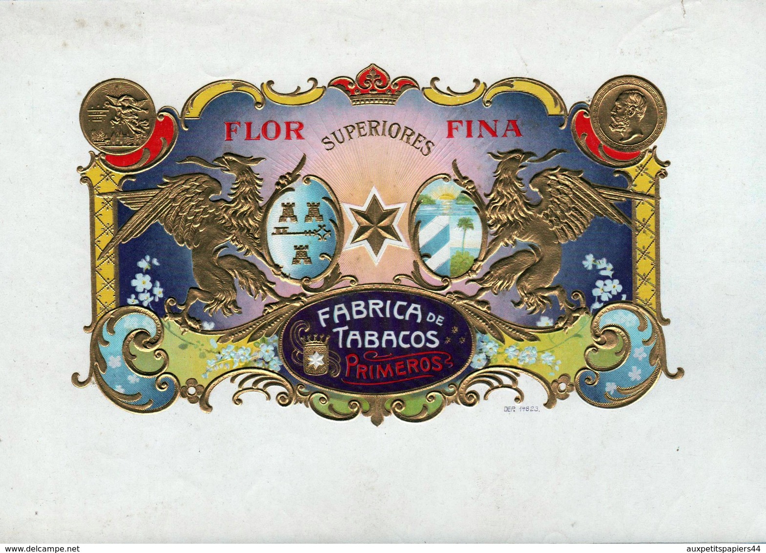 Collection 45 Anciennes étiquettes Dorées Gaufrées De Cigares Rosadora, Flor, Vigtoire, Esquisitos, Factoria, Diplomatic - Documenten