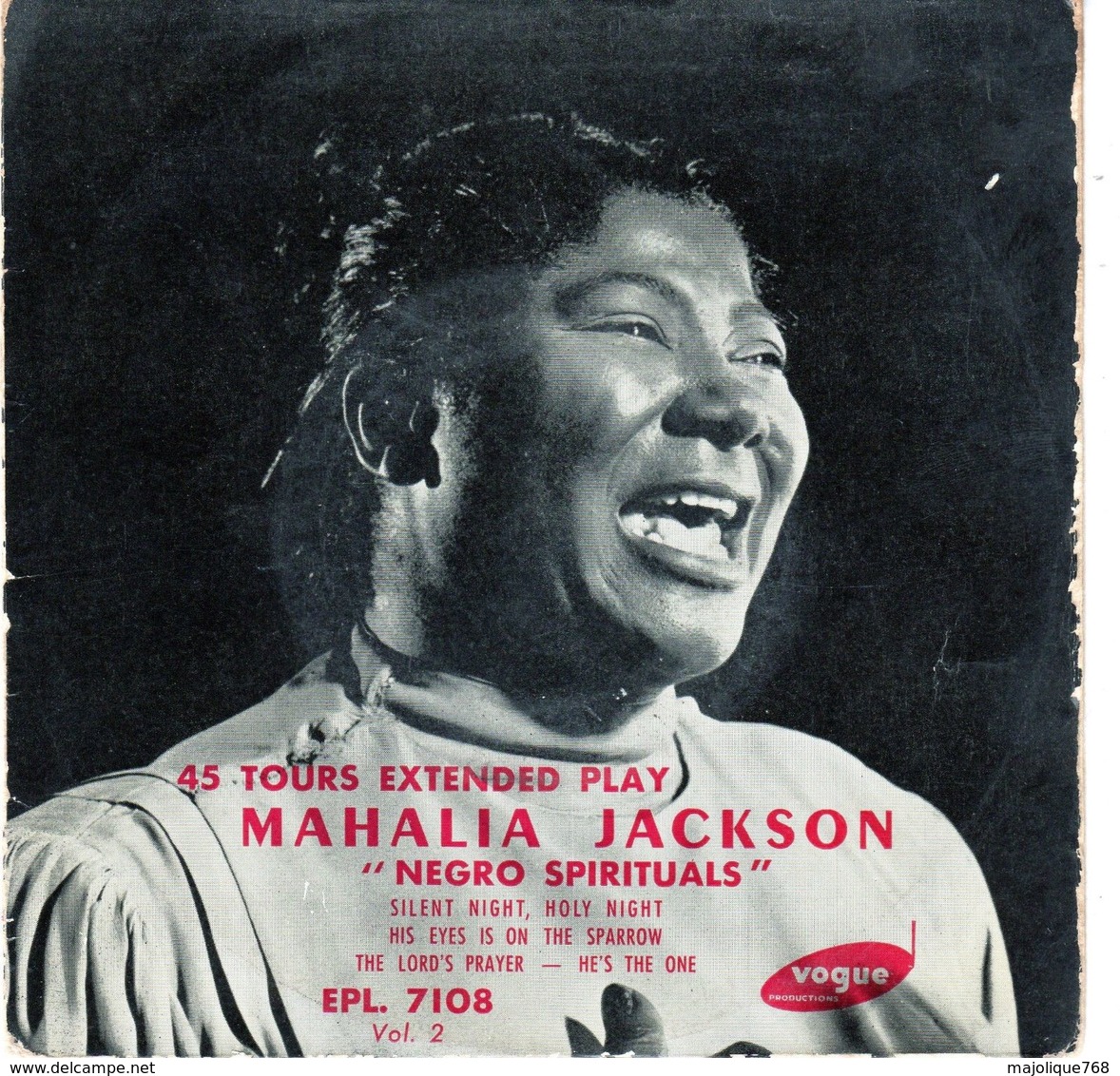 Disque De Mahalia Jackson Vol 2 - Négro Spirituals - Vogue ELP. 7108 - 1955 - - Gospel En Religie