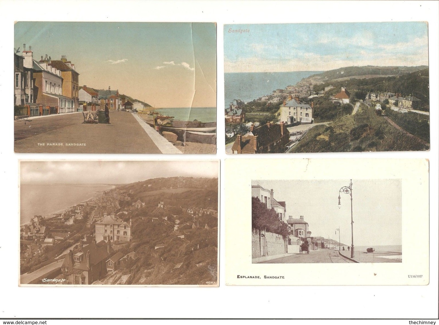 FOUR OLD POSTCARDS OF SANDGATE KENT Nr FOLKSTONE & HYTHE 2 CARDS HAVE FAULTS - Andere & Zonder Classificatie