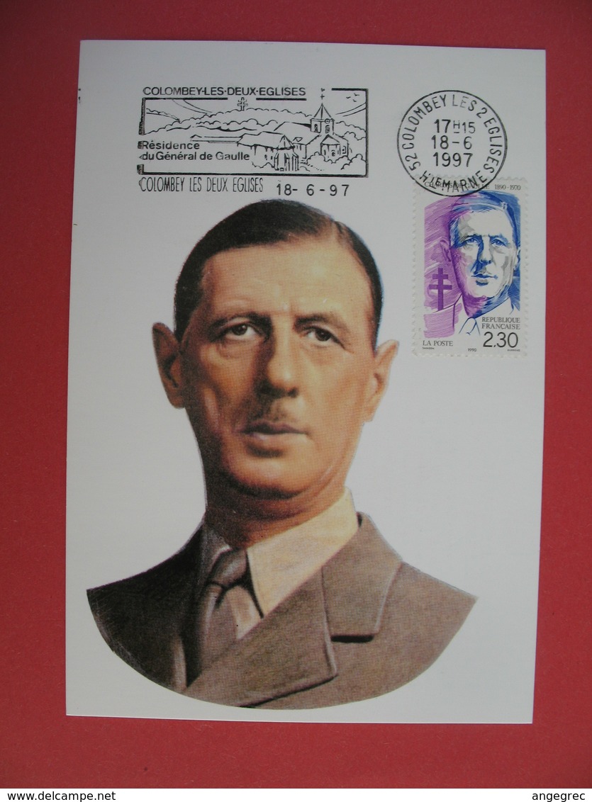 Carte Maximum 1990 N° 2634 - Cachet  Haute- Marne  Charles De Gaulle - 1990-1999