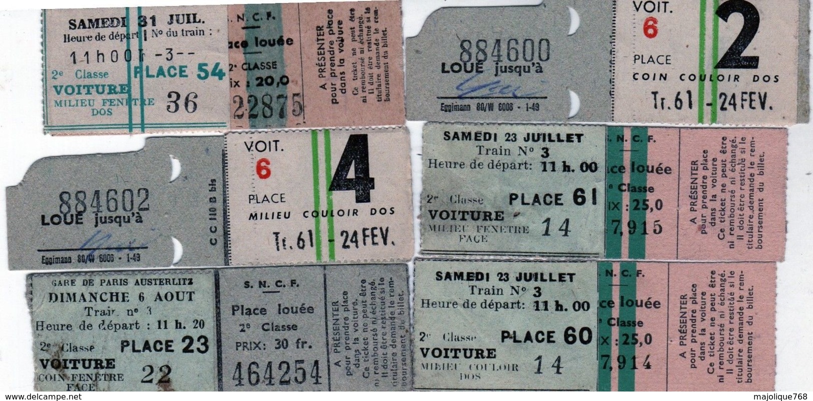 Lot D'anciens Tickets De Train S.N.C.F - - Europa