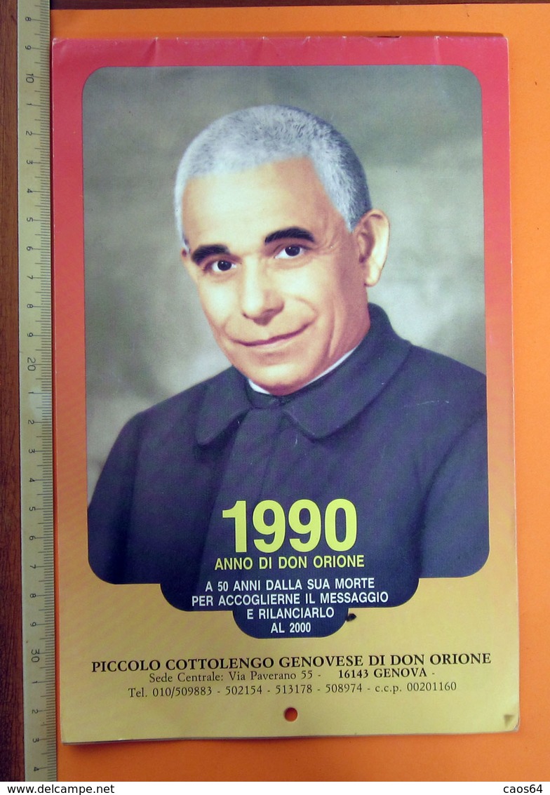ANNO DI DON ORIONE PICCOLO COTTOLENGO GENOVESE 1990 CALENDARIO - Tamaño Grande : 1981-90
