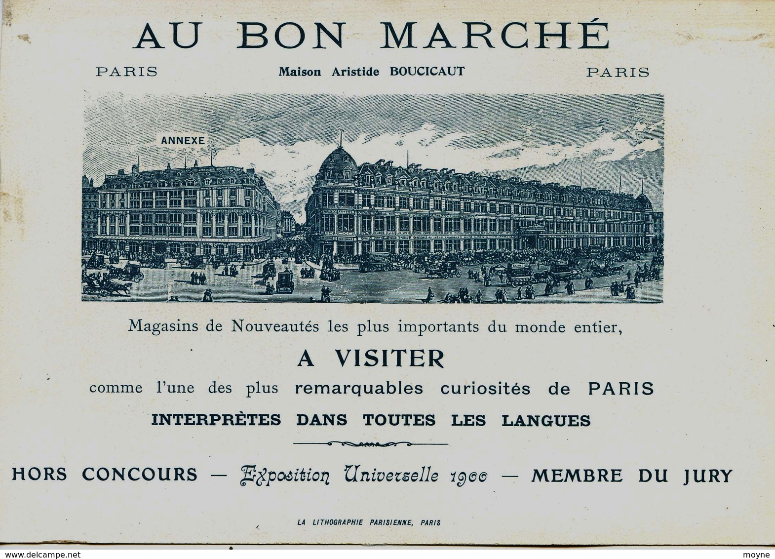 GRAND CHROMO - AU BON MARCHE  - Litho- *  LEVEE  DES  FILETS  LA  NUIT   * - Illust. A . BENOU  Métier - Au Bon Marché