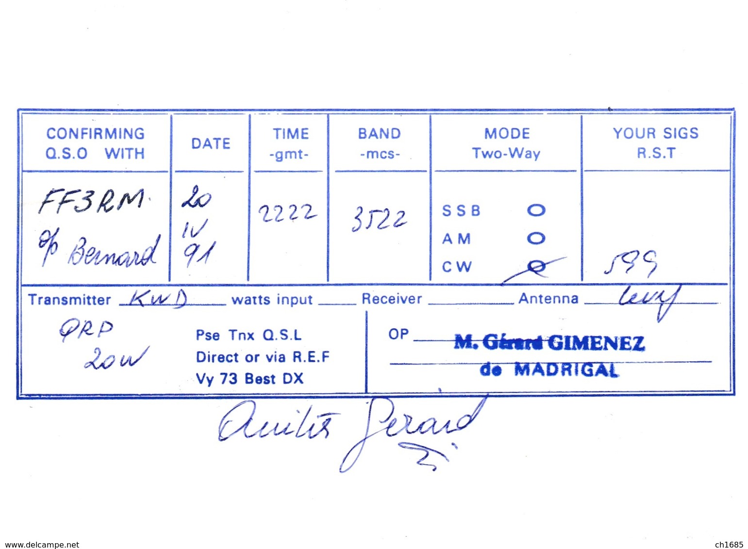 Carte QSL Thème CONCORDE - Radio Amateur