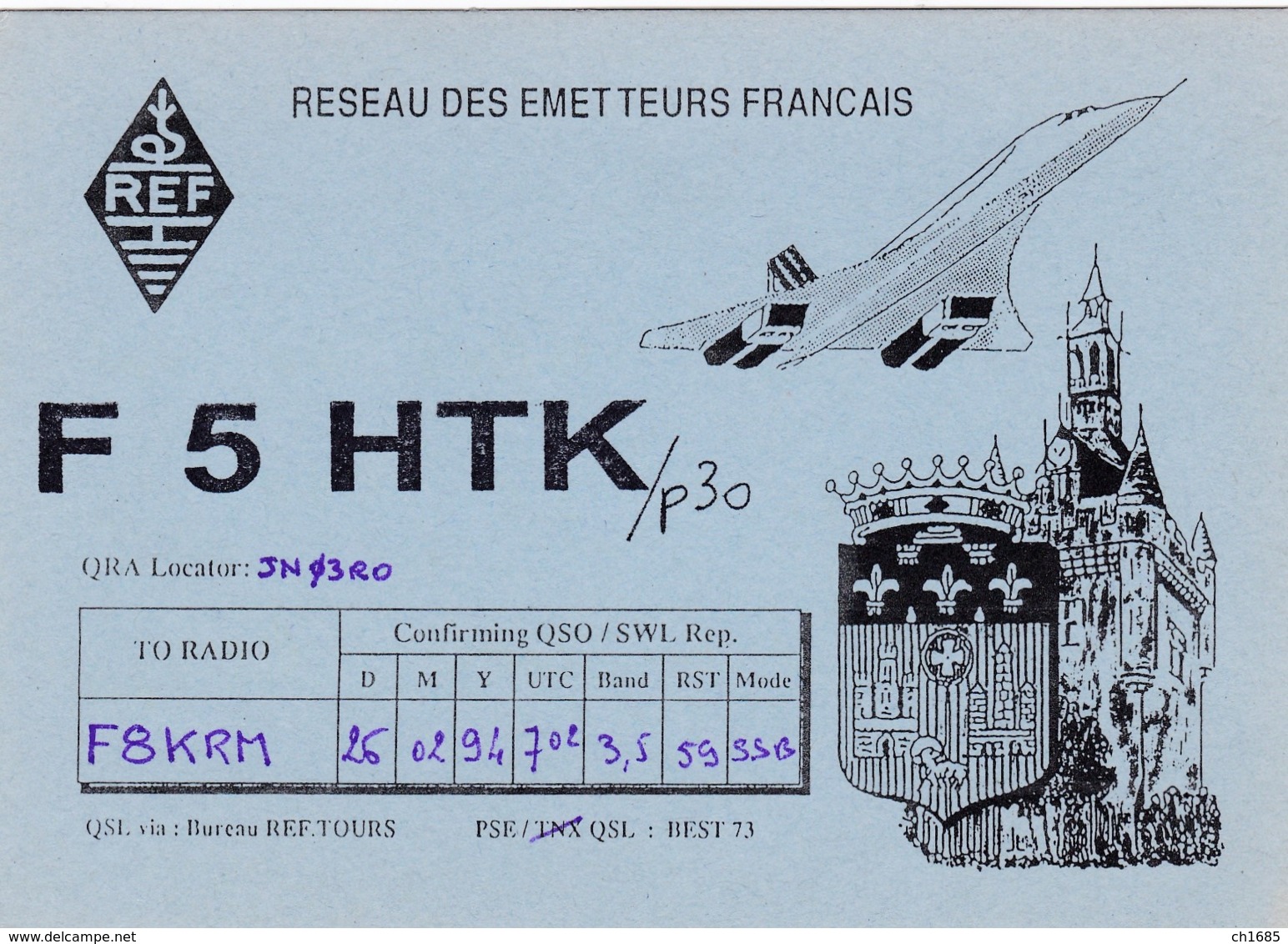 Carte QSL   Thème CONCORDE - Radio Amateur