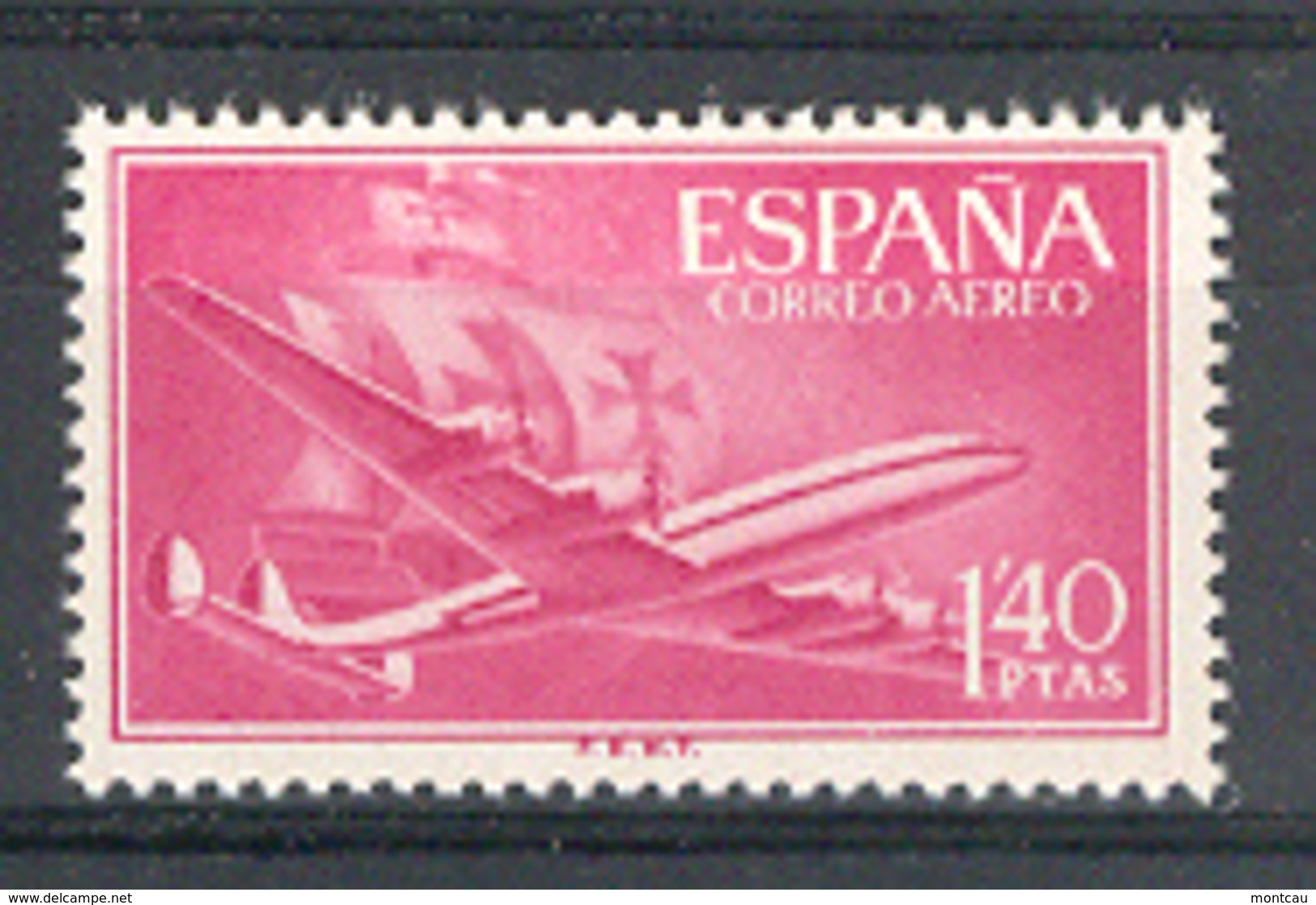 Spain 1955-6. Avion Y Carabela 1,40 Pta Ed 1174 (**) - Unused Stamps