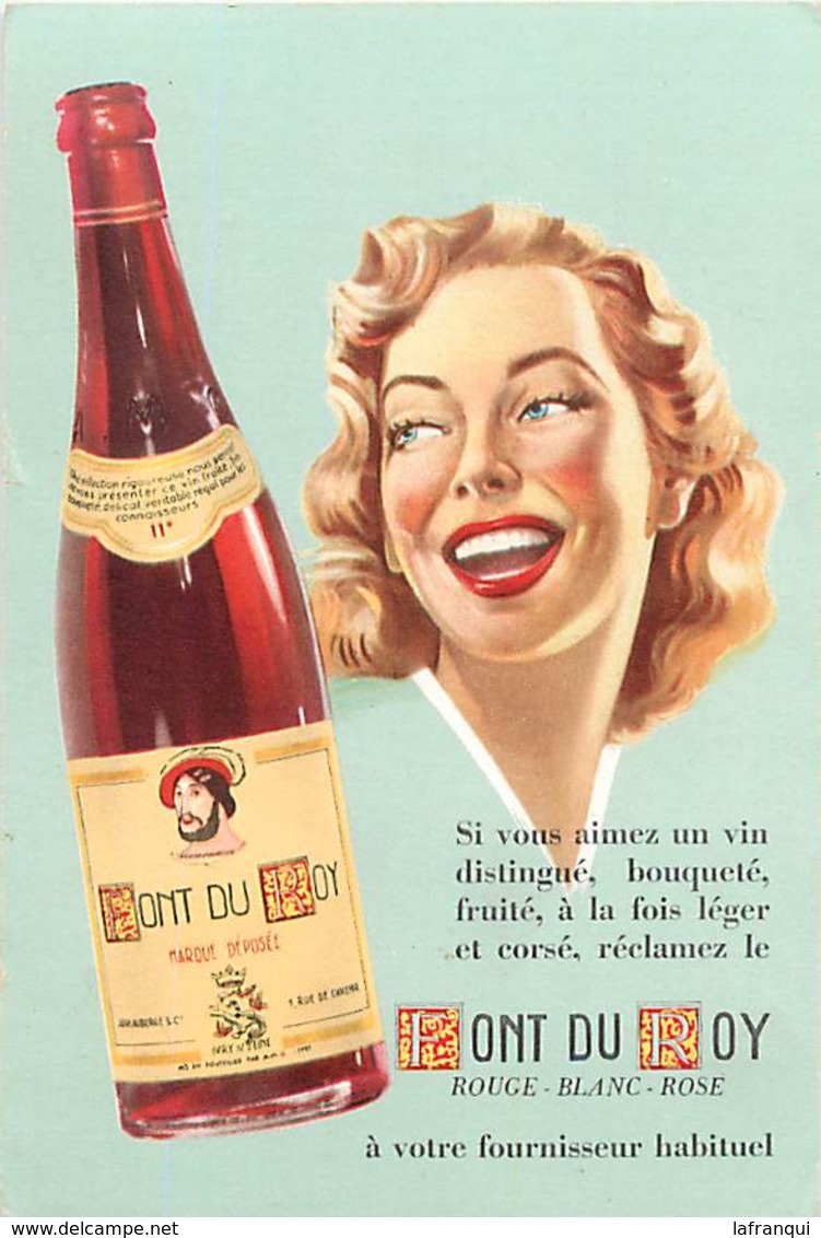 Gd Format:environ14,5cms X10cms -ref Y446- Buvard Publicité Alcool - Vin Font Du Roy - Buvard Bon Etat - - Autres & Non Classés