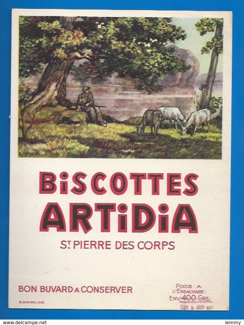 37 - SAINT-PIERRE-DES-CORPS - BUVARD - BISCOTTES ARTIDIA - LE GARDIEN DE CHEVRES - Biscottes